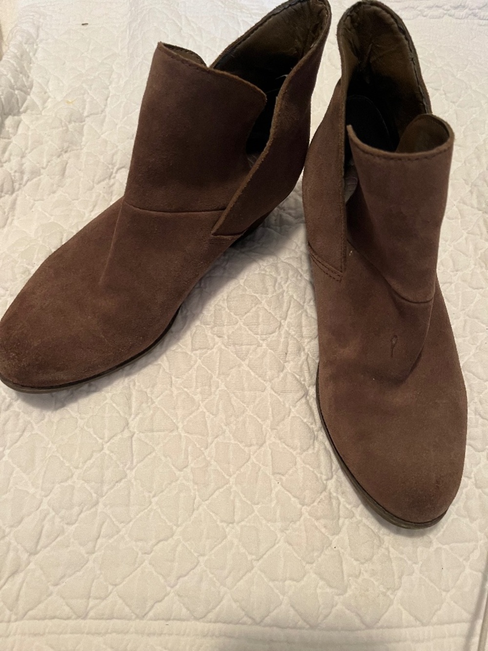 Me Too, brown sued ankle booties
